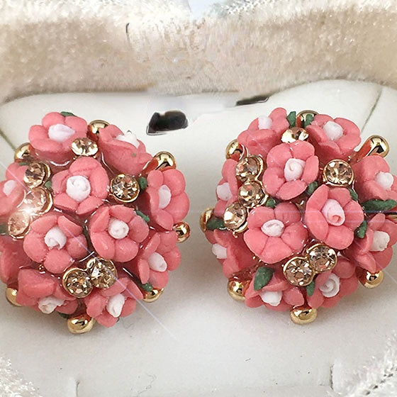 Pendientes De Diamantes De Imitación De Flor Rosa al por mayor