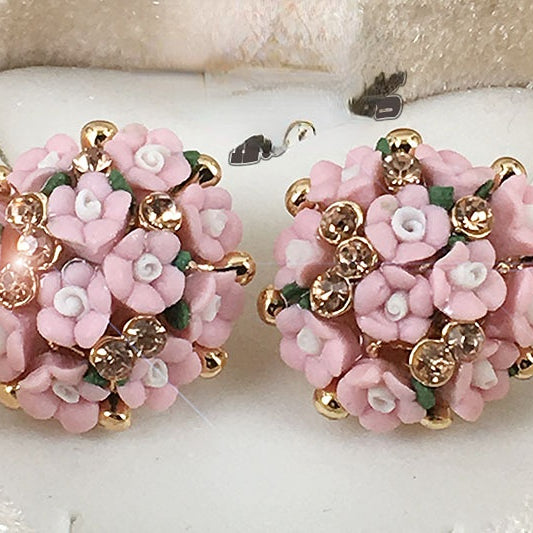 Pendientes De Diamantes De Imitación De Flor Rosa al por mayor