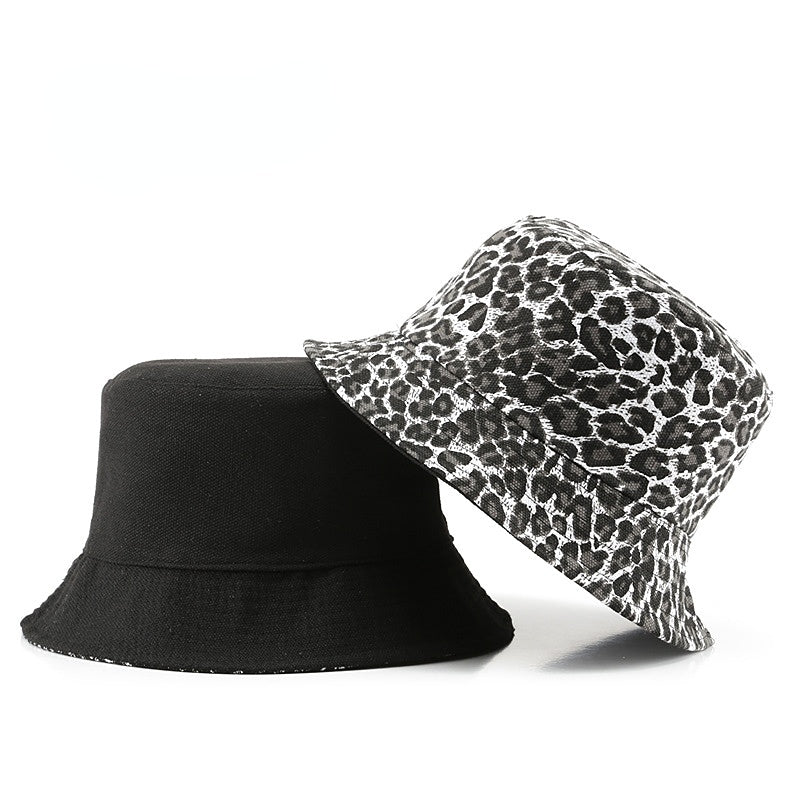 Sombrero de pescador de leopardo de doble cara de lona al por mayor