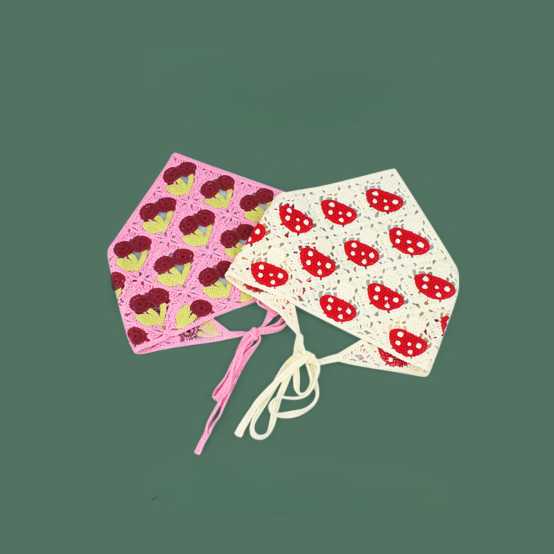 Algodón al por mayor de algodón pequeño champiñón de cerezo triangular hueco bufanda