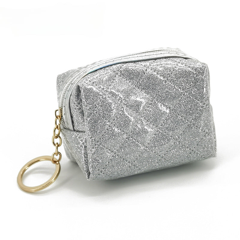 Wholesale Shiny Leather Mini Zipper PVC Keychain Wallet