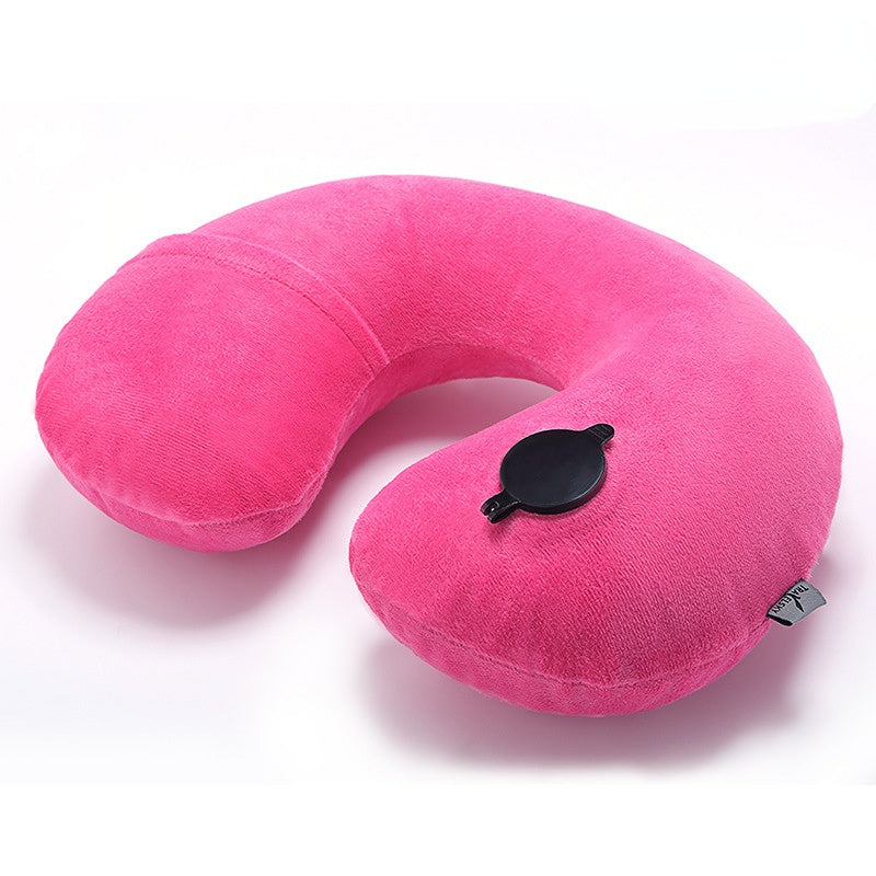 Wholesale Inflatable Nap U-shaped Crystal Velvet Neck Pillow