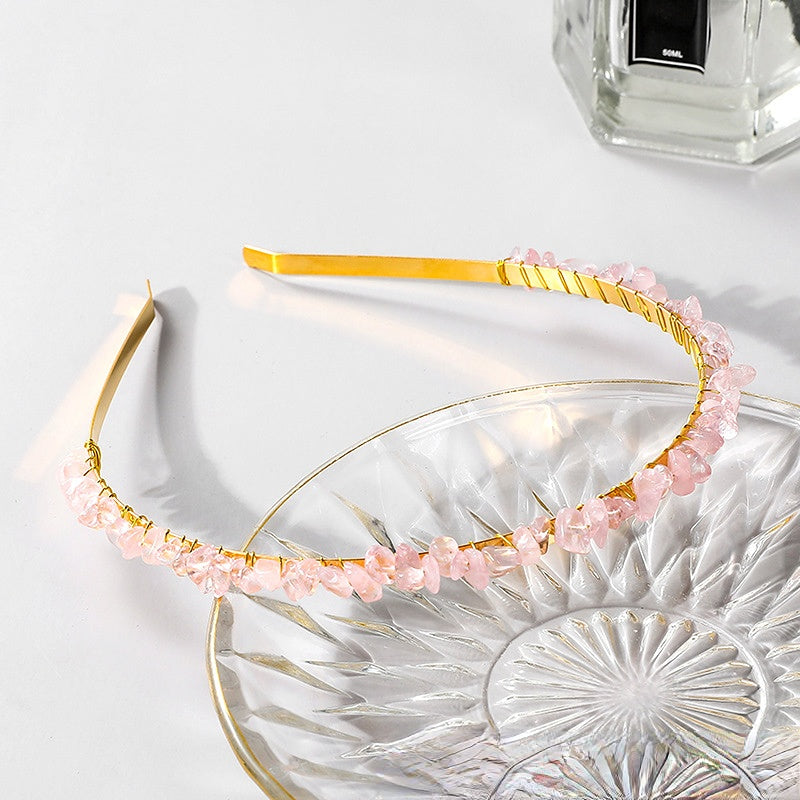 Venta al por mayor Diadema De Cristal Natural De Piedra Triturada