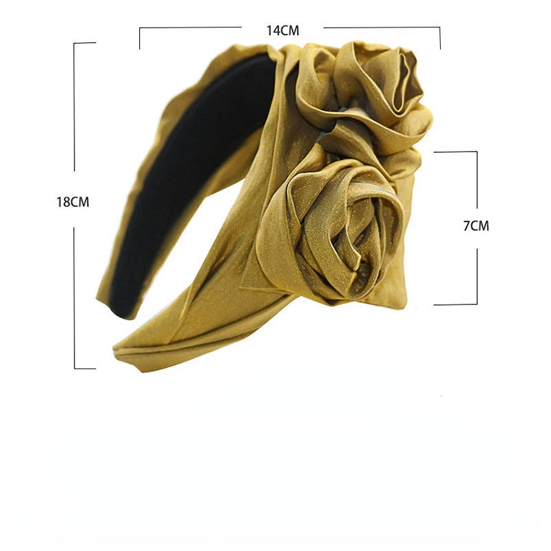 Wholesale Rose Double Flower Stereo Cloth Headband