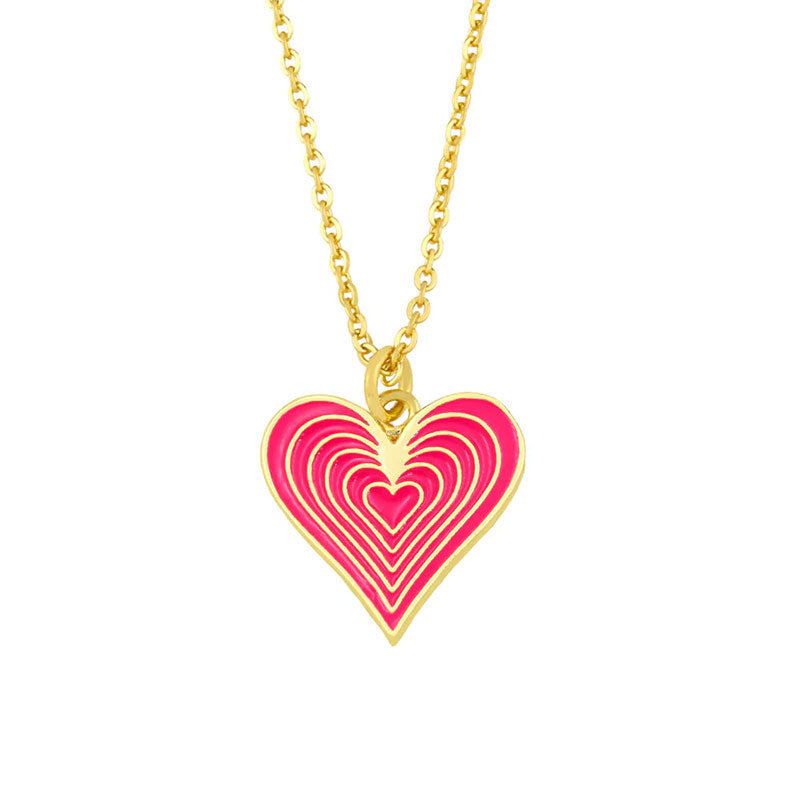 Wholesale Necklace Copper Plated 18K Gold Enamel Heart Shape OLY-NE-AS001
