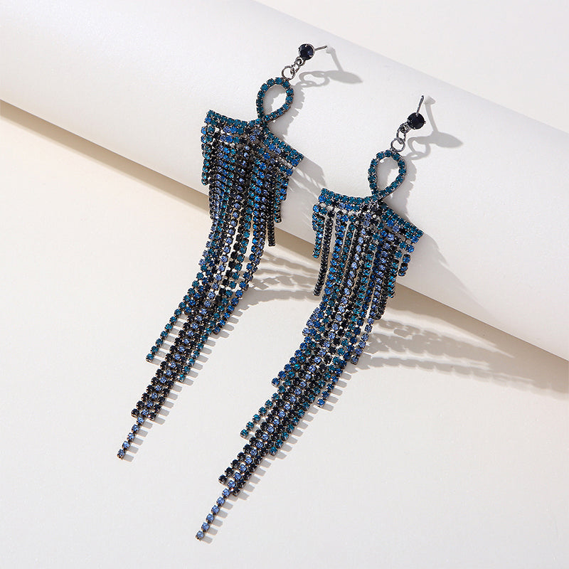 Wholesale Zircon Chain Tassel Full Diamond Luxury Earrings OLY-ES-SHY003