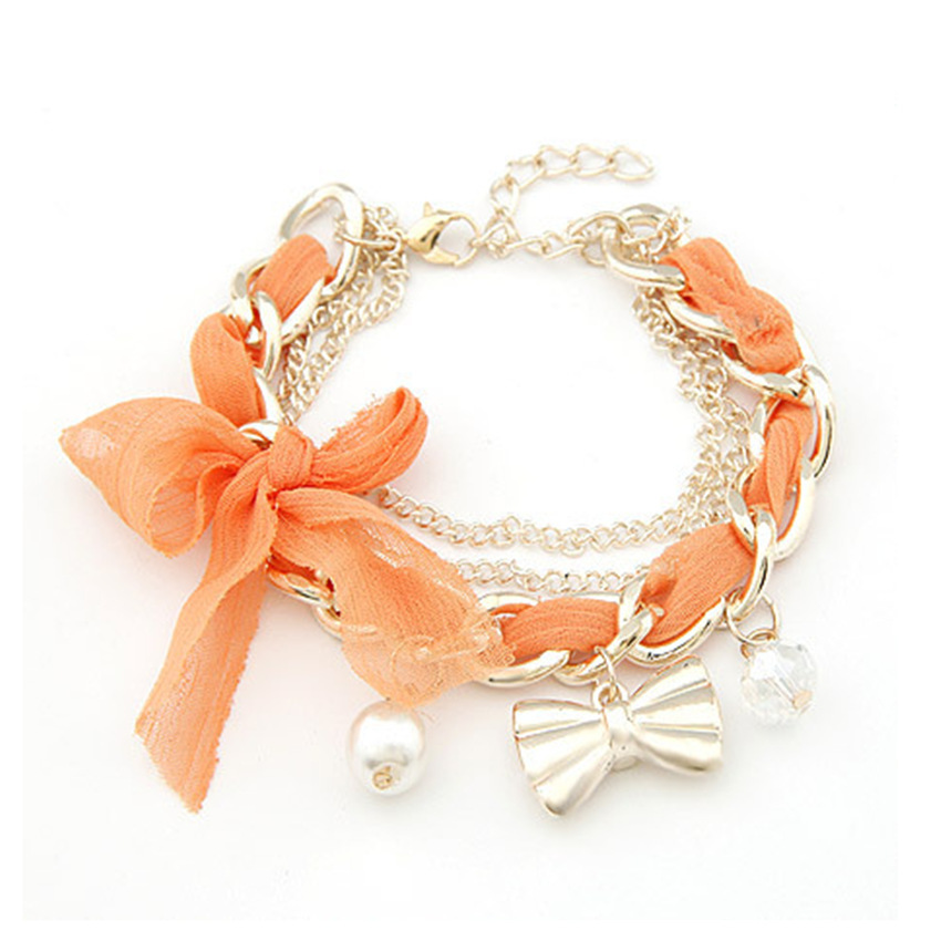 Wholesale Bow Knot Pearl Alloy Bracelet