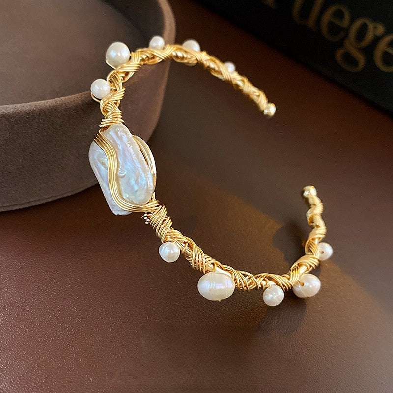 Wholesale Baroque Pearl Metal Bracelet