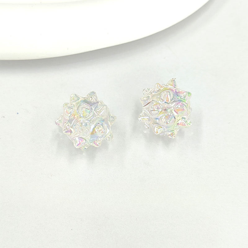 Wholesale14mm 100pcs/pack UV Electroplated Sea Urchin Candy Colored Acrylic Beads