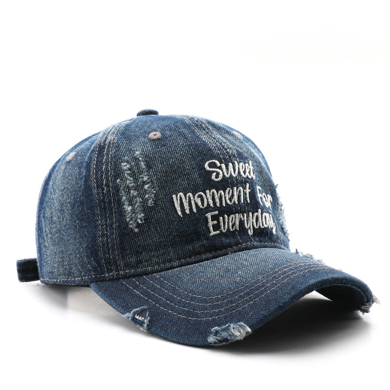 Wholesale Washed Denim Letter Embroidered Baseball Caps