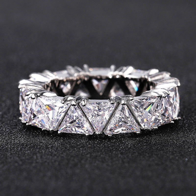 Comercio al por mayor Full Circle Full Circle Single Row Triangular Zircon Ring OLY-RS-Caoshi002