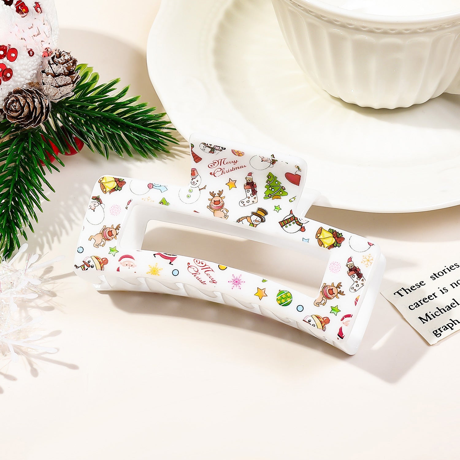 Wholesale Christmas Printed Hair Clips