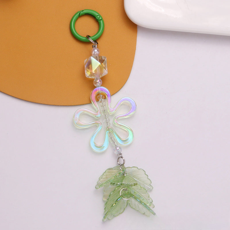 Llavero de flores de cinco pétalos acrílicos coloridos al por mayor