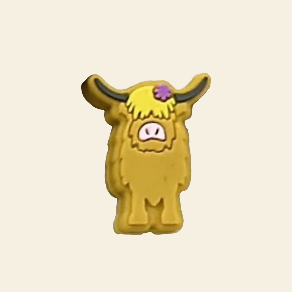 Wholesale 10pcs Cartoon West Highland Cow Silicone Focal Beads