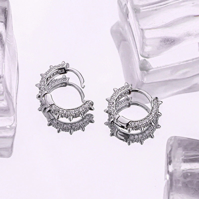 Venta al por mayor S925 Pendientes de botón de plata con diamantes OLY-ES-EXE004