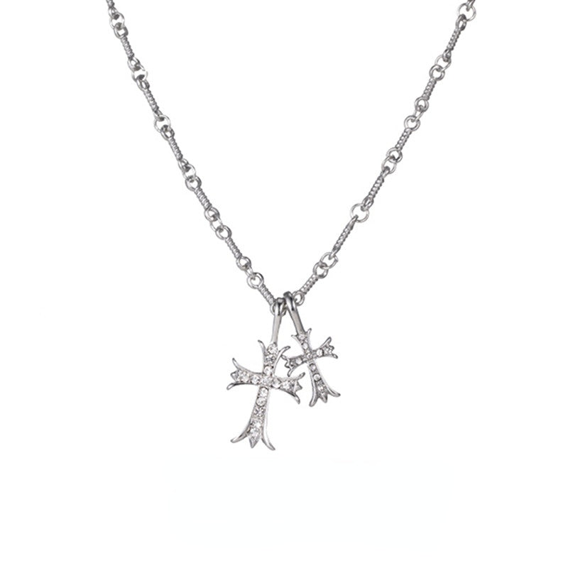 Venta al por mayor Collar de diamantes lleno de cruz de aleación