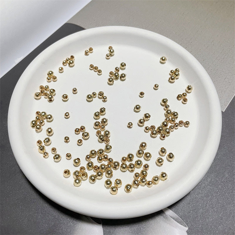 Wholesale 4MM 100PCS Beads Metal 14k Gold Plated Beads Transfer Spacer Beads Small Gold Beads OLY-BDS-XH004
