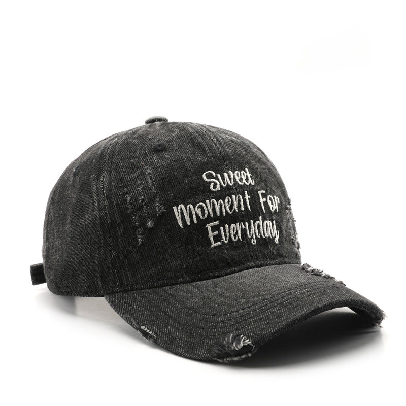 Wholesale Washed Denim Letter Embroidered Baseball Caps