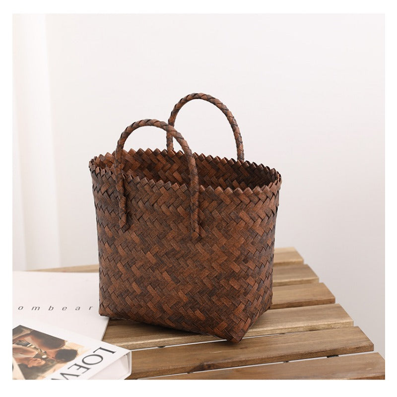 卸売レトロフランスの大容量わら織バッグ