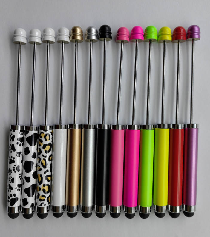 Wholesale Beadable Pens Stylus Pen Cow Print Leopard Print Dog Paw DIY for Beaded Metal Touch Pen