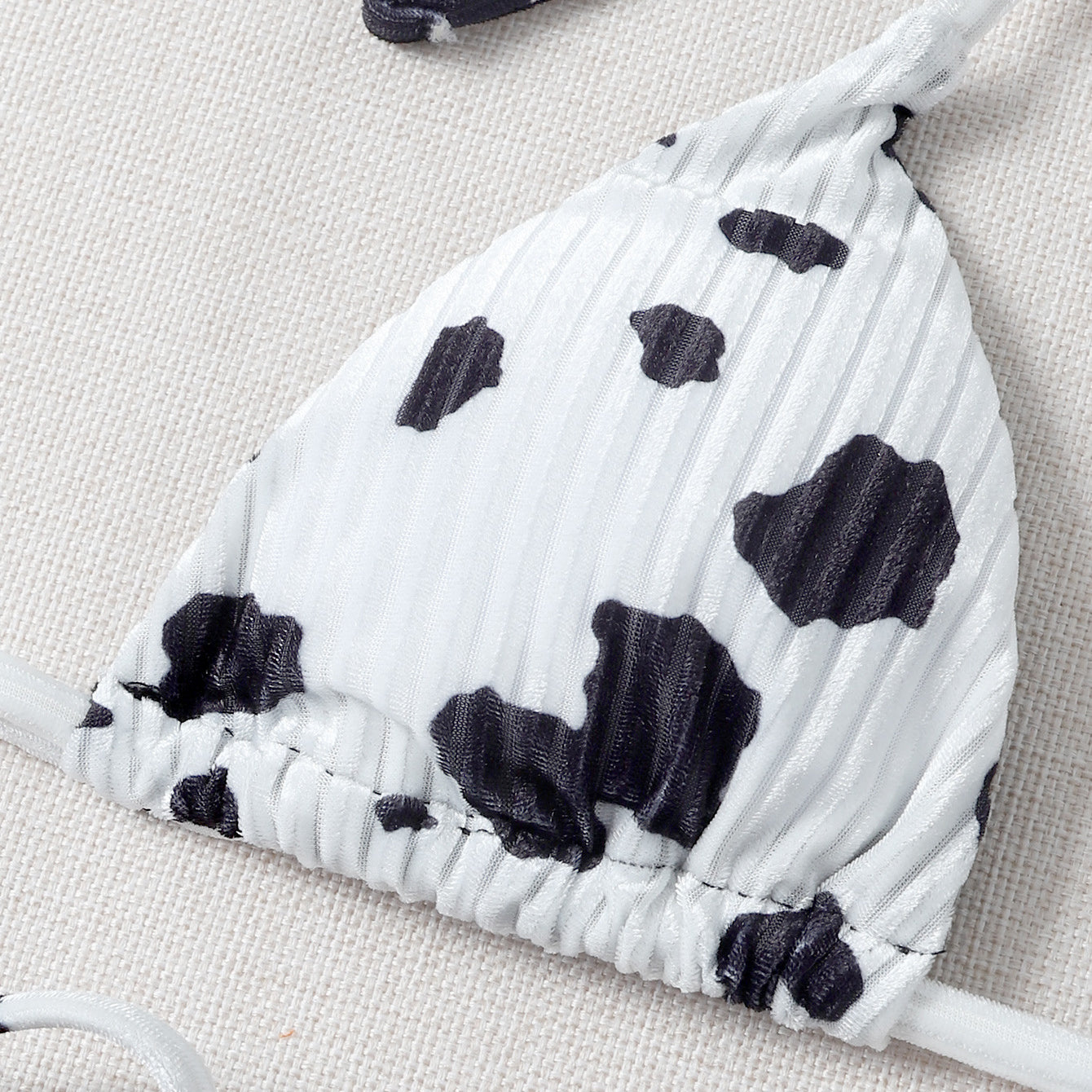 Wholesale Cow Pattern Lace Up Split Polyester Swimwear