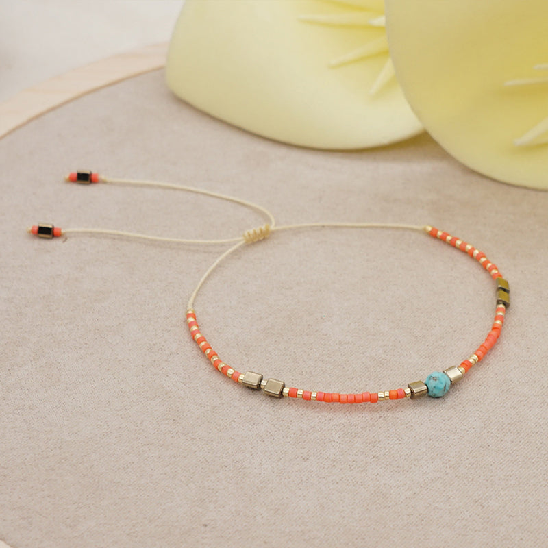 Venta al por mayor Pulsera Cristal Simple Boho Moda Arroz Granos Hecho A Mano OLY-BT-GBH002