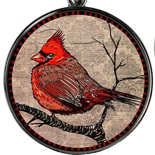Wholesale Alloy Cardinal Bird Time Stone Glass Accessories Pendant Necklace