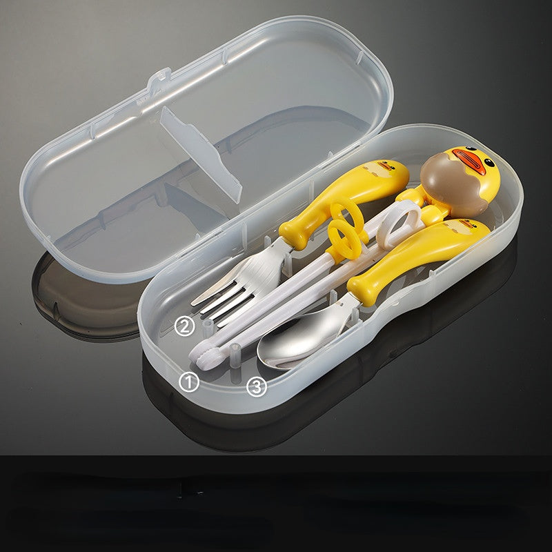 Wholesale Stainless Steel Children's Fork Spoon Practice Chopsticks 10PCS