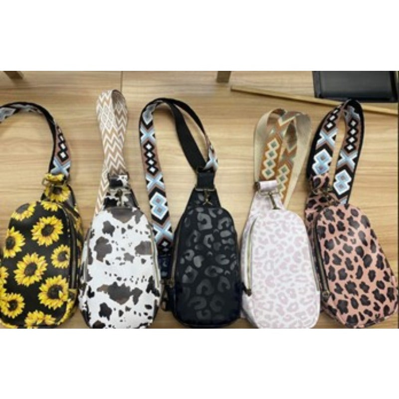 Wholesale PU Solid Color Messenger Chest Bag