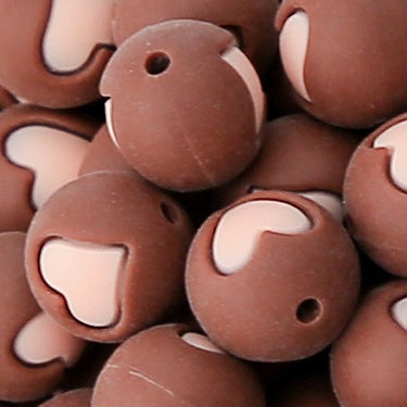 Venta al por mayor 100 Uds corazón de grado alimenticio redondo 15mm cuentas de silicona