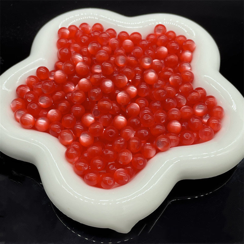 Cuentas al por mayor de plástico de 8mm de resina de ojo de gato de imitación cuentas redondas cuentas sueltas OLY-BDS-XH002