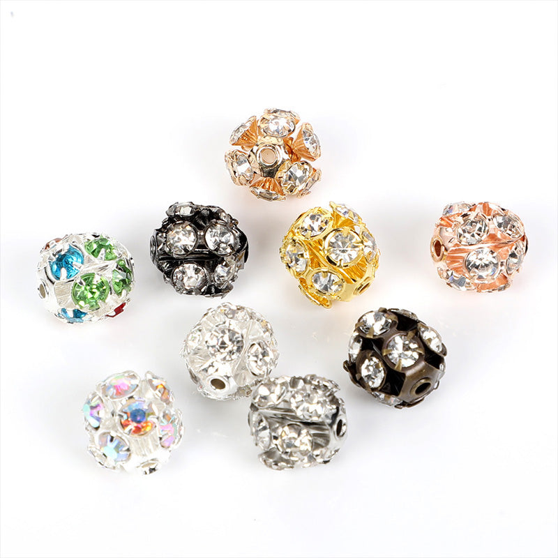 Wholesale Beads 20PCS/Pack Metal 6-8mm Metal Diamond Colored Bayberry Ball Drill Balls OLY-BDS-HT002