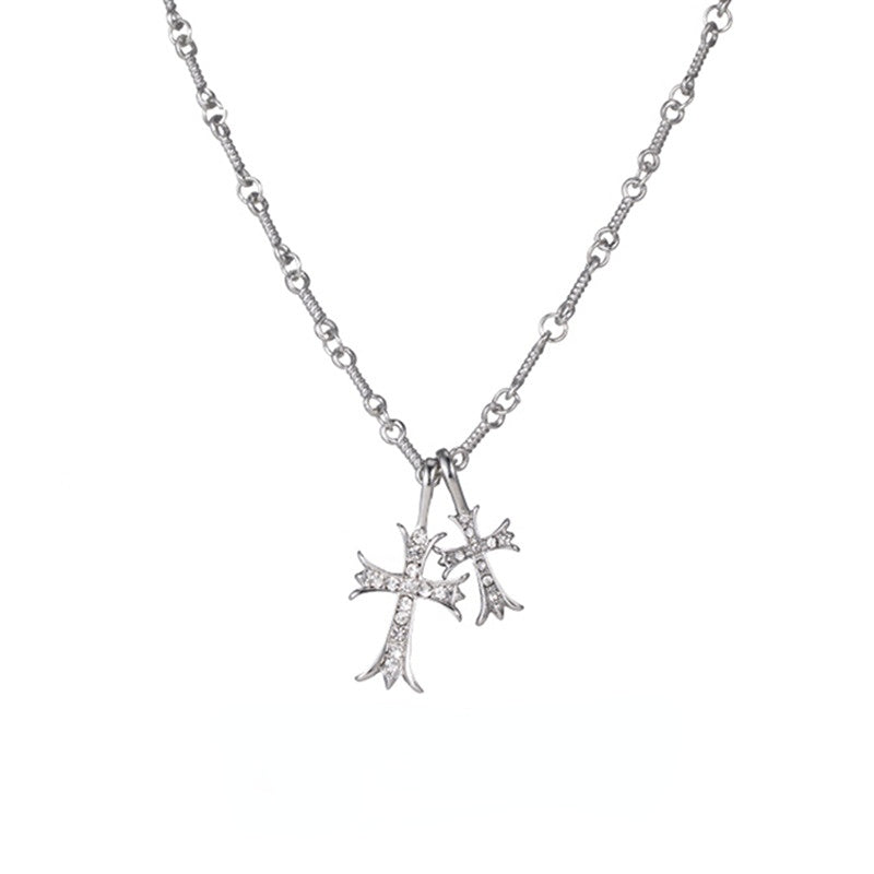 Venta al por mayor Collar de diamantes lleno de cruz de aleación