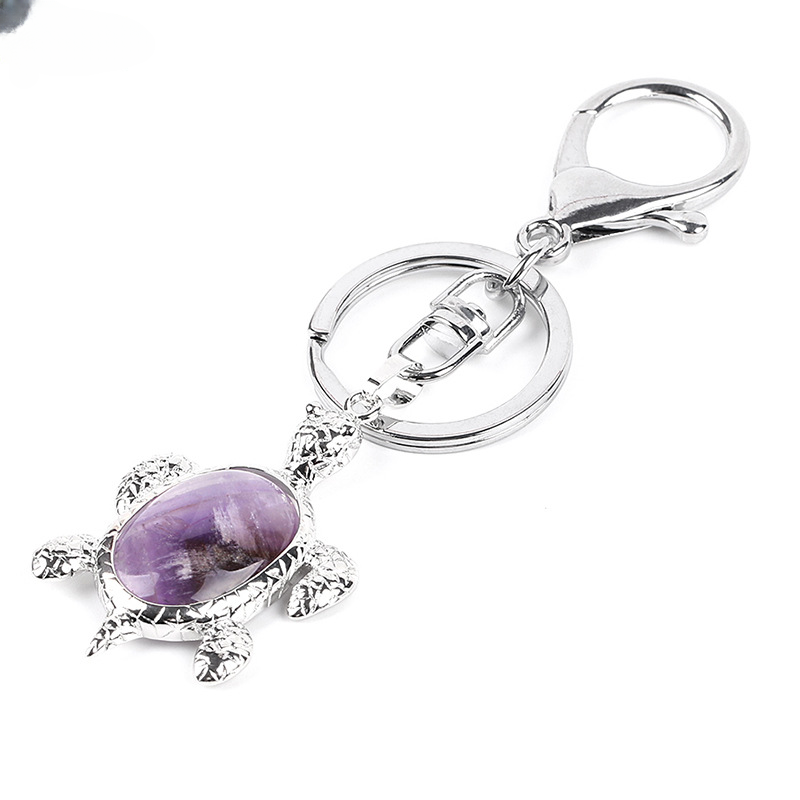 Wholesale Natural Stone Crystal Sea Turtle Keychain