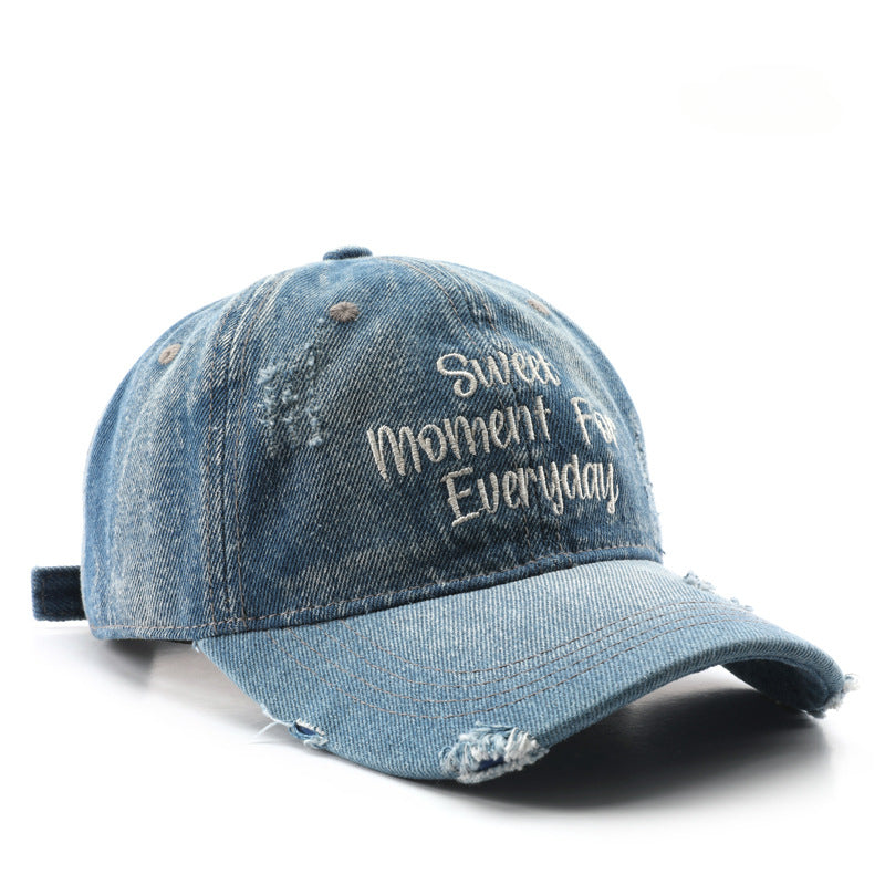 Wholesale Washed Denim Letter Embroidered Baseball Caps