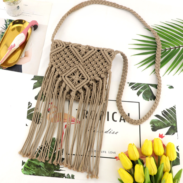 Bolsas de borla tejida de hilo de algodón al por mayor de algodón