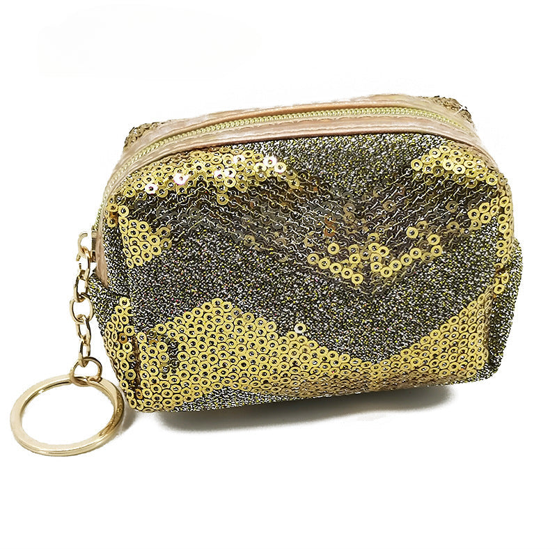 Wholesale Embroidered Sequin Fashion Mini Storage Bag Coin Purse  PVC Keychain