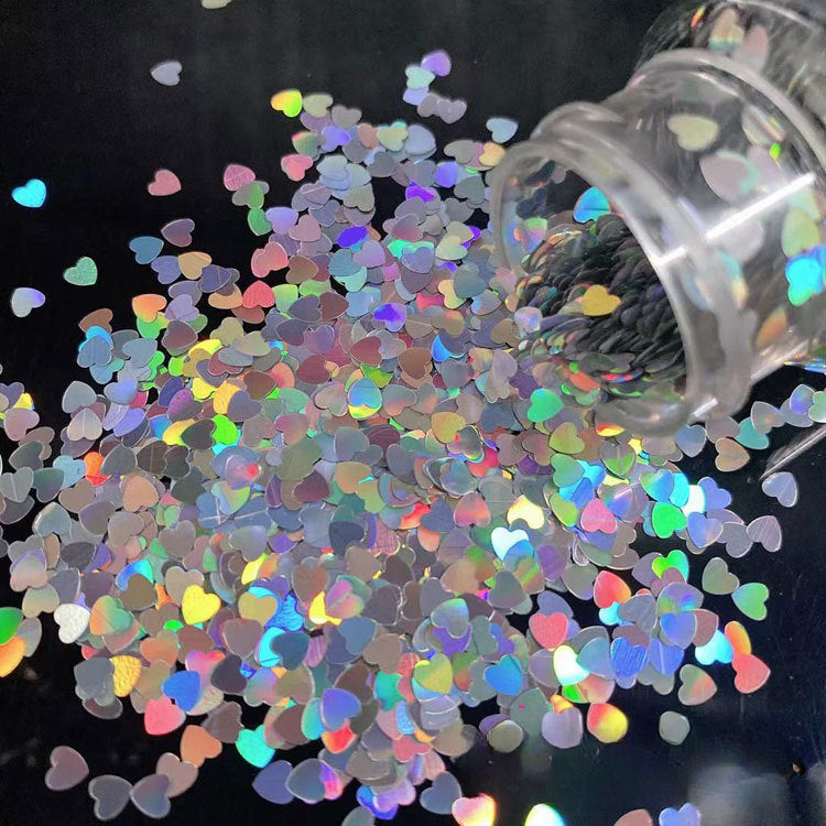 Wholesale Colorful Laser Peach Heart Nail Sequins