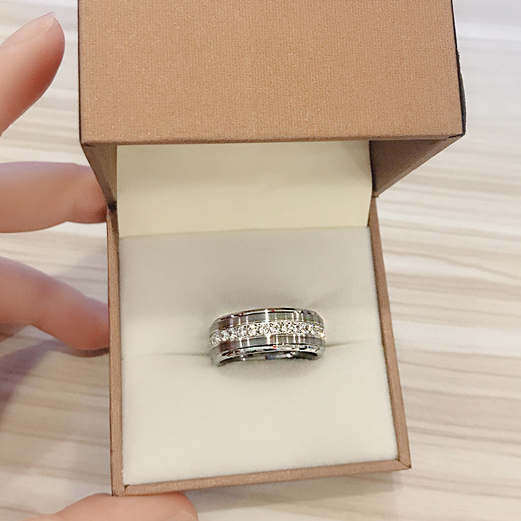 Wholesale Gypsophila Rotatable Tungsten Gold Rings