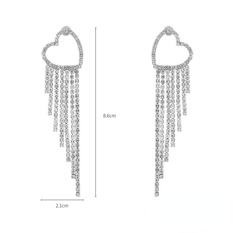 Wholesale Heart Tassel Copper Earrings