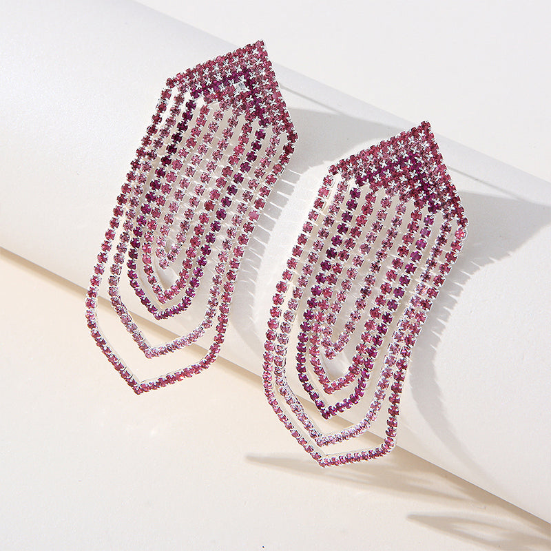 Wholesale Tassel Chain Full Diamond Earrings OLY-ES-SHY002