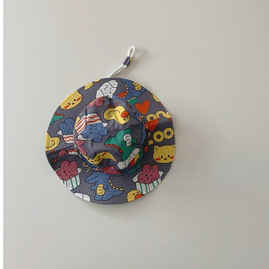 Wholesale Cotton Cartoon Graffiti Fabric Bucket Hat