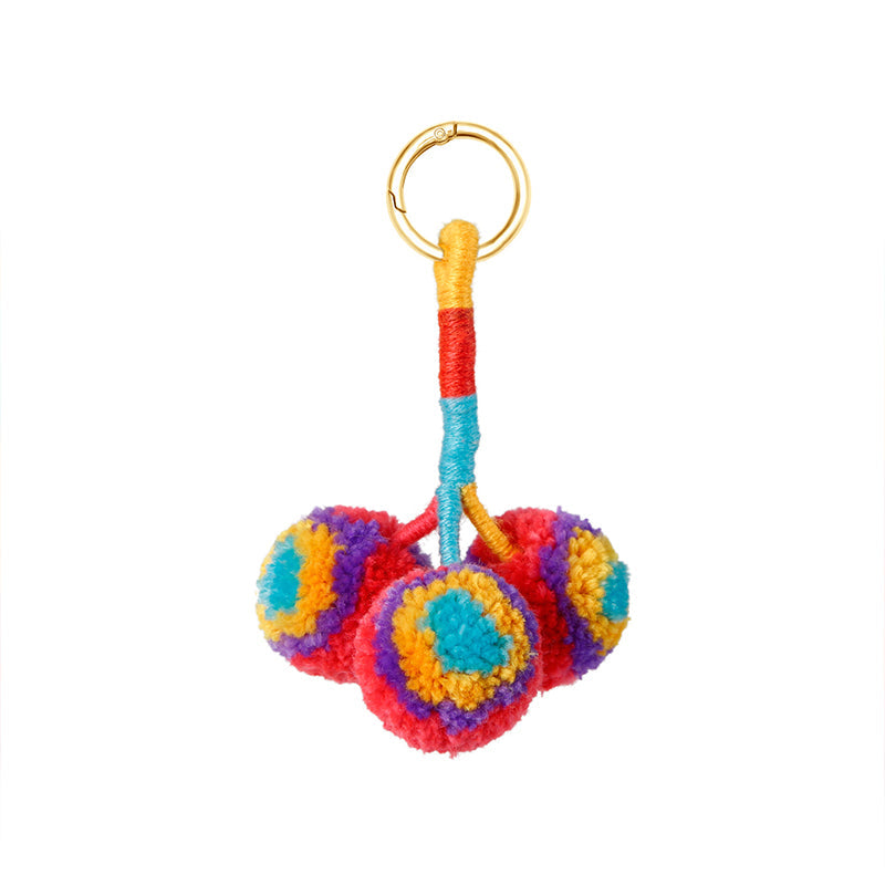 Wholesale Flower Colorful Wool Ornament Keychain OLY-KC-JM005