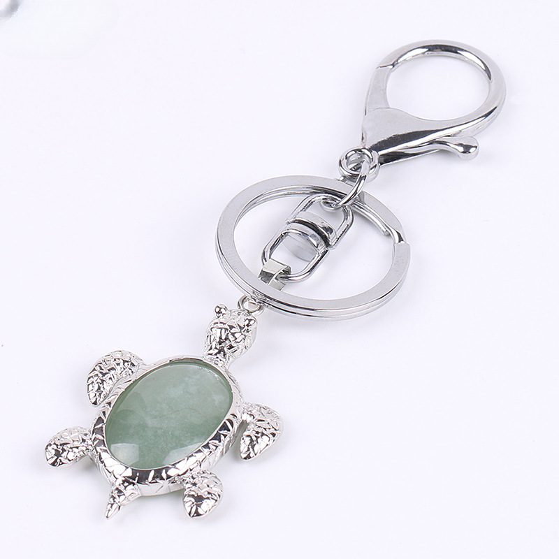 Wholesale Natural Stone Crystal Sea Turtle Keychain