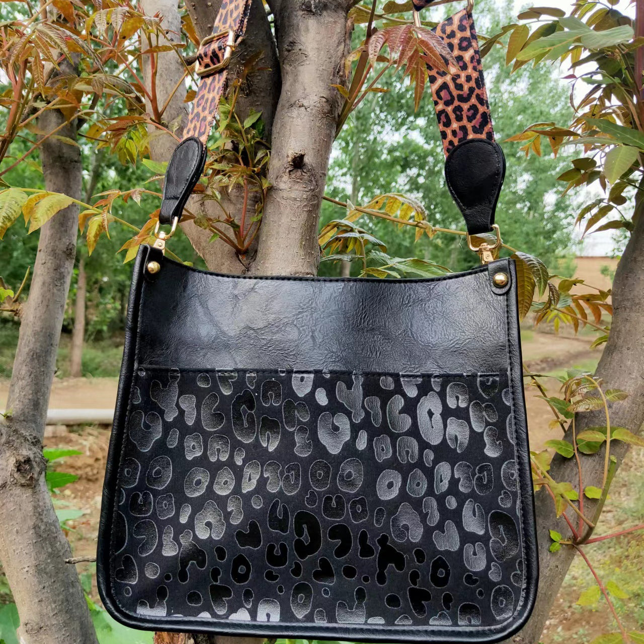 Wholesale Western Style Leopard Pattern Shoulder Strap PU Vintage Tote Bag Single Shoulder Bag Crossbody Bag