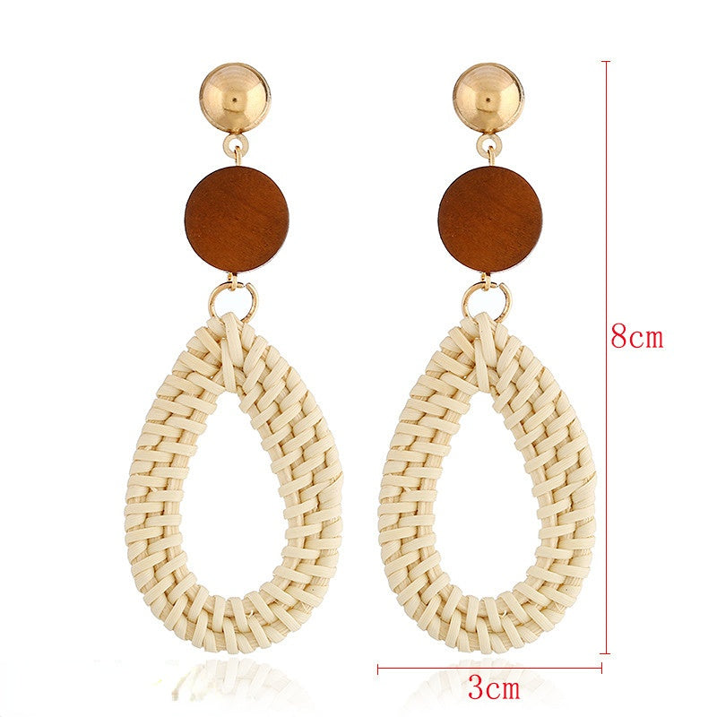 Wholesale Bamboo Rattan Handwoven Wooden Earrings