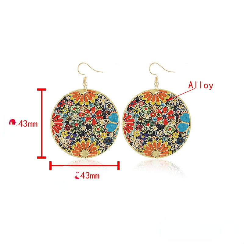 Pendientes De Metal De Flores De Goteo De Aceite De Declaración Al Por Mayor