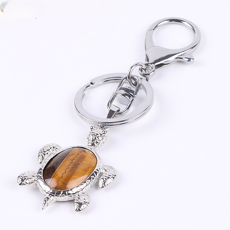 Wholesale Natural Stone Crystal Sea Turtle Keychain