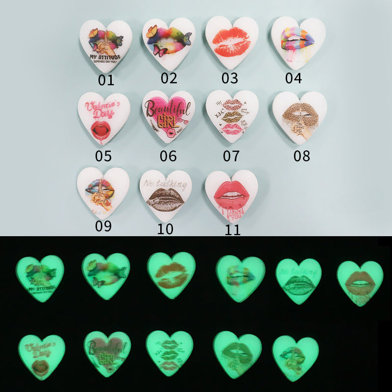 Wholesale Silicone Heart Shape Luminous Beads