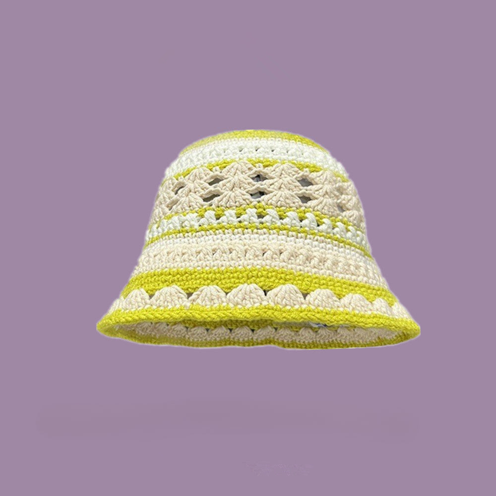 Wholesale Autumn and Winter Small Fresh Autumn and Winter Hollow Flowers Knitted Fisherman Hat